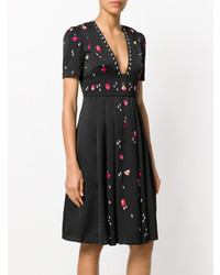 schwarzes besticktes ausgestelltes Kleid von Temperley London