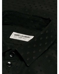 schwarzes besticktes Businesshemd von Saint Laurent