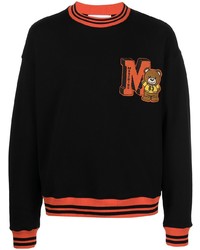 schwarzes besticktes Fleece-Sweatshirt von Moschino