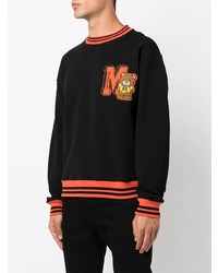 schwarzes besticktes Fleece-Sweatshirt von Moschino