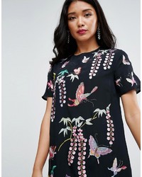 schwarzes besticktes Freizeitkleid von Asos