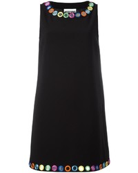 schwarzes besticktes gerade geschnittenes Kleid von Moschino