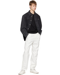 schwarzes besticktes Jeanshemd von Solid Homme