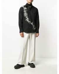 schwarzes besticktes Jeanshemd von Alexander McQueen