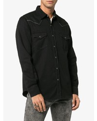 schwarzes besticktes Jeanshemd von Saint Laurent