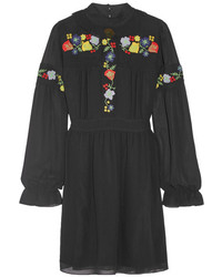 schwarzes besticktes Kleid von Anna Sui