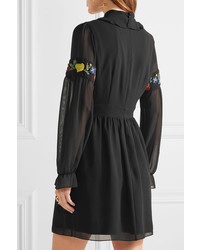 schwarzes besticktes Kleid von Anna Sui