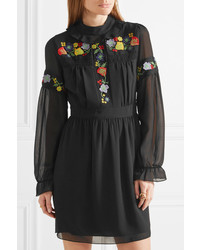 schwarzes besticktes Kleid von Anna Sui