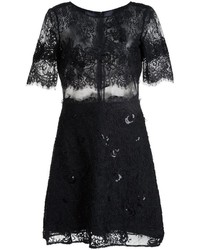 schwarzes besticktes Kleid von Marchesa