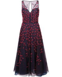 schwarzes besticktes Kleid von Oscar de la Renta