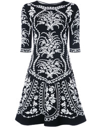 schwarzes besticktes Kleid von Oscar de la Renta