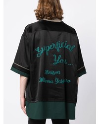 schwarzes besticktes Kurzarmhemd von Maison Mihara Yasuhiro