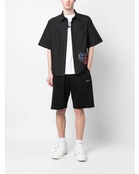 schwarzes besticktes Kurzarmhemd von Off-White