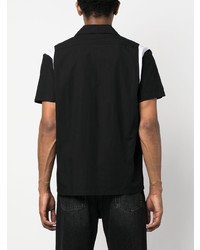 schwarzes besticktes Kurzarmhemd von Flaneur Homme