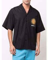 schwarzes besticktes Kurzarmhemd von Moschino