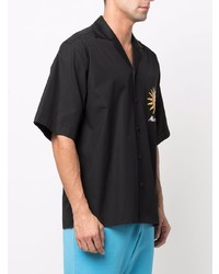 schwarzes besticktes Kurzarmhemd von Moschino