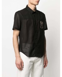 schwarzes besticktes Kurzarmhemd von Saint Laurent
