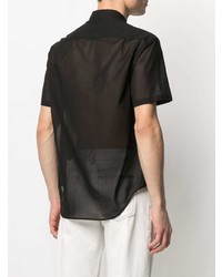 schwarzes besticktes Kurzarmhemd von Saint Laurent