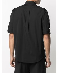 schwarzes besticktes Kurzarmhemd von Alexander McQueen
