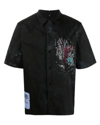 schwarzes besticktes Kurzarmhemd von McQ