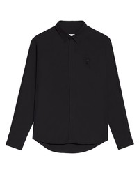 schwarzes besticktes Langarmhemd von Ami Paris