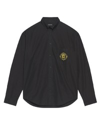 schwarzes besticktes Langarmhemd von Balenciaga