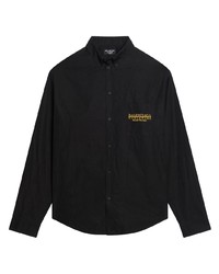 schwarzes besticktes Langarmhemd von Balenciaga