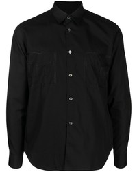 schwarzes besticktes Langarmhemd von Black Comme Des Garçons