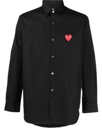 schwarzes besticktes Langarmhemd von Comme Des Garcons Play