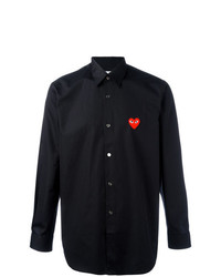 schwarzes besticktes Langarmhemd von Comme Des Garcons Play