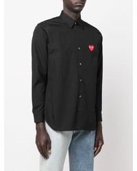 schwarzes besticktes Langarmhemd von Comme Des Garcons Play