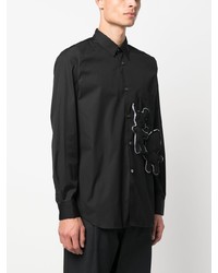 schwarzes besticktes Langarmhemd von Comme Des Garcons SHIRT