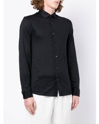 schwarzes besticktes Langarmhemd von Emporio Armani