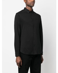 schwarzes besticktes Langarmhemd von Armani Exchange