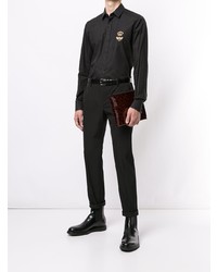 schwarzes besticktes Langarmhemd von Dolce & Gabbana