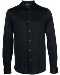 schwarzes besticktes Langarmhemd von Emporio Armani