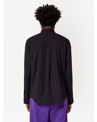 schwarzes besticktes Langarmhemd von Ami Paris
