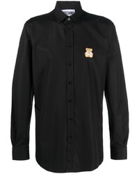 schwarzes besticktes Langarmhemd von Moschino