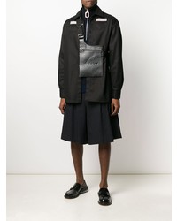 schwarzes besticktes Langarmhemd von Raf Simons