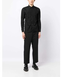 schwarzes besticktes Langarmhemd von Black Comme Des Garçons