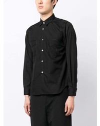 schwarzes besticktes Langarmhemd von Black Comme Des Garçons