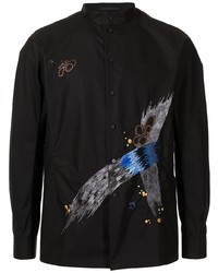 schwarzes besticktes Langarmhemd von SHIATZY CHEN