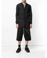 schwarzes besticktes Langarmhemd von Rick Owens