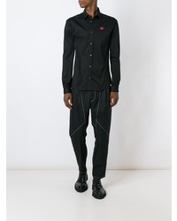 schwarzes besticktes Langarmhemd von McQ Alexander McQueen