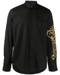 schwarzes besticktes Langarmhemd von VERSACE JEANS COUTURE