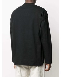 schwarzes besticktes Langarmshirt von Jil Sander