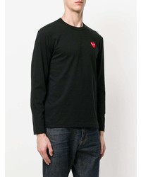 schwarzes besticktes Langarmshirt von Comme Des Garcons Play