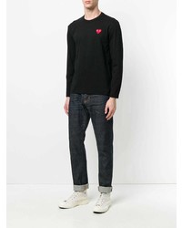 schwarzes besticktes Langarmshirt von Comme Des Garcons Play