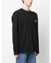 schwarzes besticktes Langarmshirt von Wooyoungmi