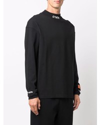 schwarzes besticktes Langarmshirt von Heron Preston